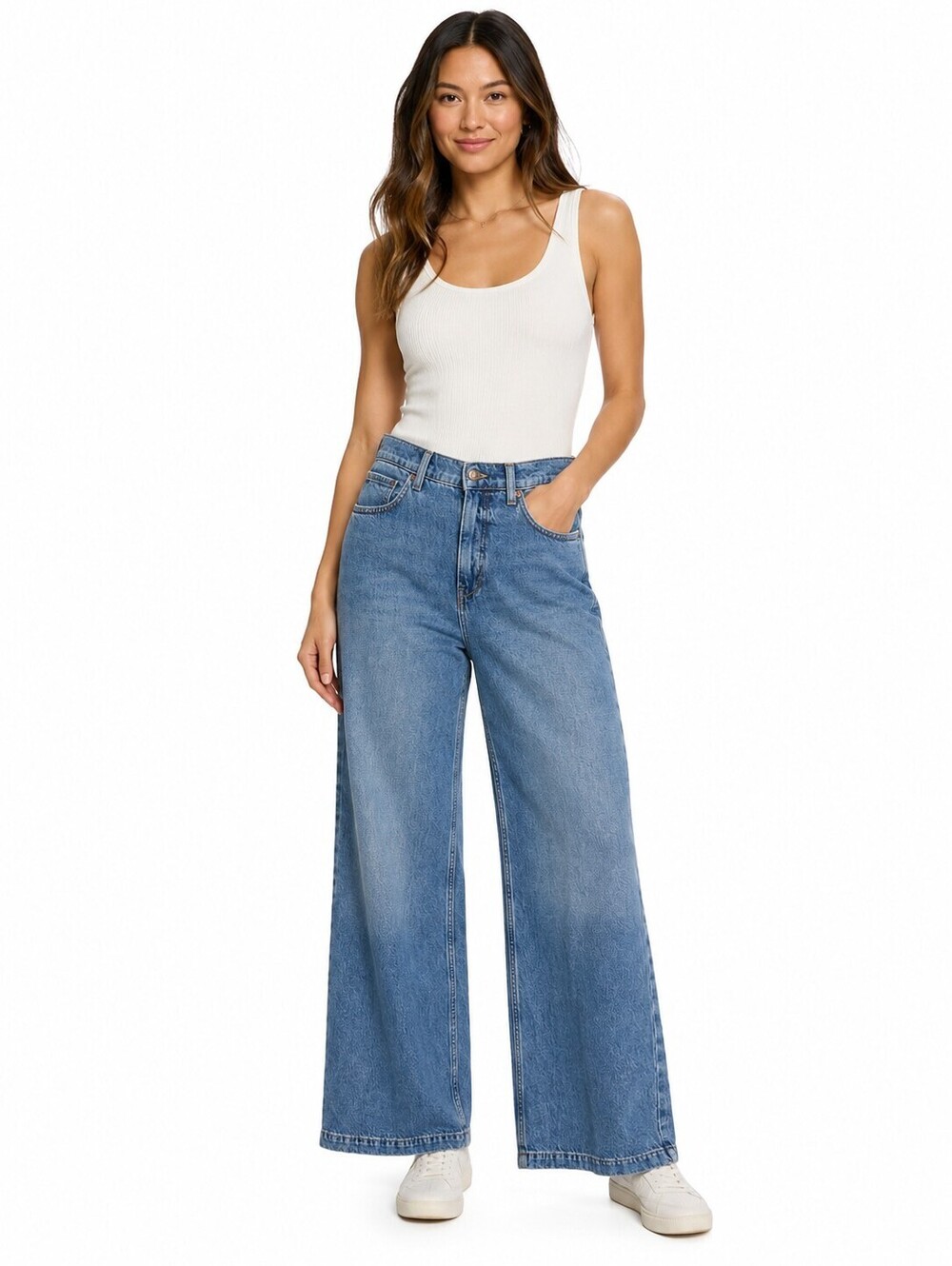 We The Free Free People Women's Wide Leg Jeans Blue High Rise Lyocell Blend -27